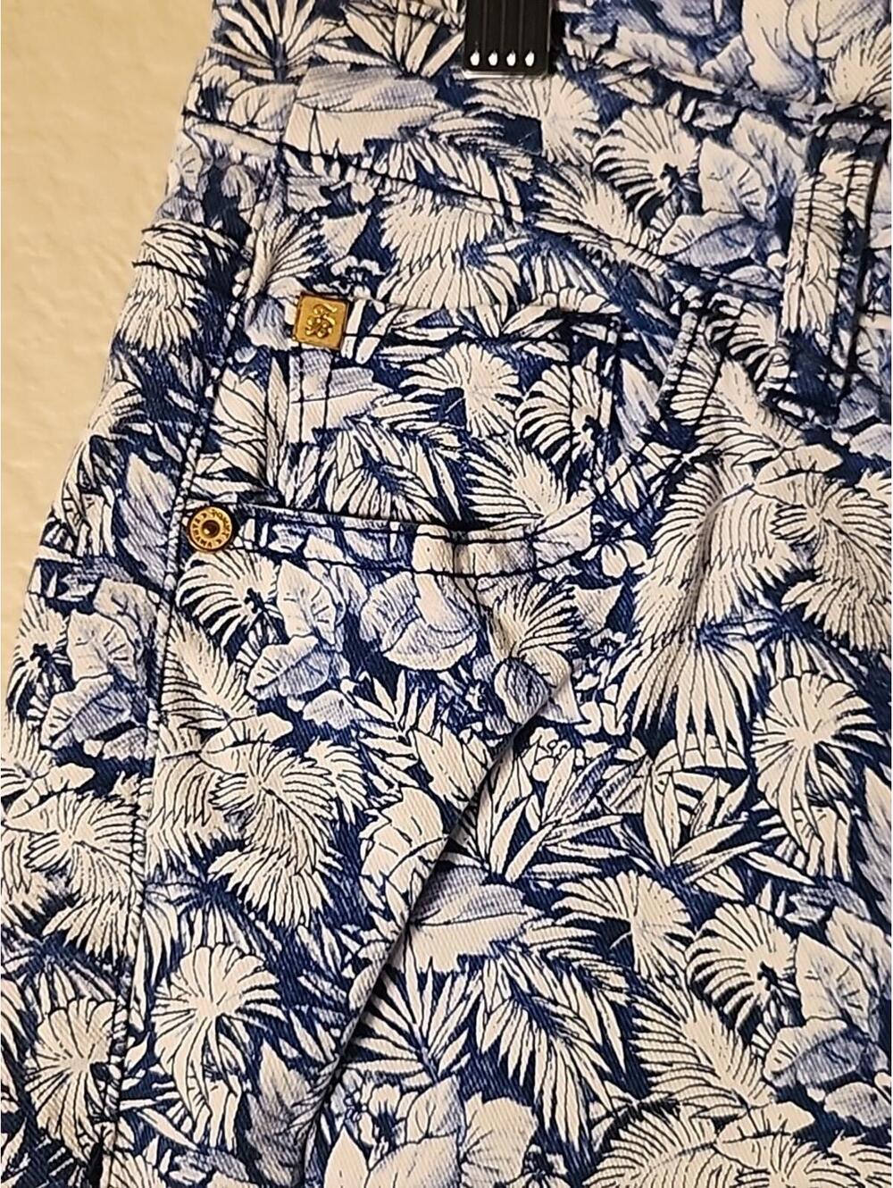 🔥Tommy Bahama Women’s 4 Blue/White Palms Print Ankle Denim Stretch Jeans Floral - Picture 3 of 9